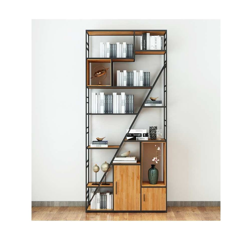 铁艺书架置物架落地多层收纳书柜现代客厅北欧书房实木办公室隔断,淘宝优惠券,粉丝福利购,淘宝优惠卷
