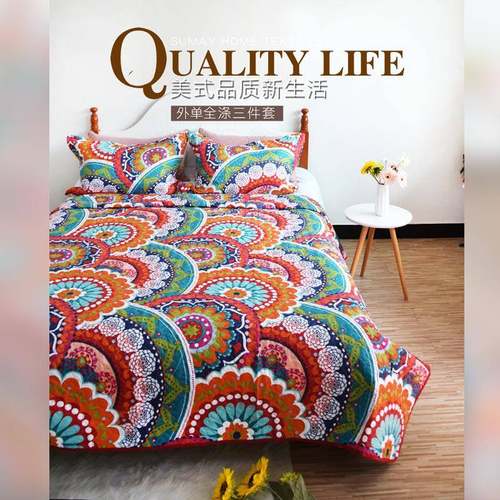 美三套220x24件0绗缝被件套欧3磨毛布2件套衍ESB缝被床盖 - 图0