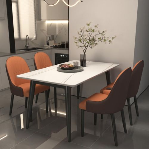 哑光岩板餐桌椅组合家用小户型加厚餐桌现代简约型轻奢长方形桌子 - 图0