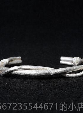 高档VIXTORM镯正品99藤0足银手镯 原创工设计师款纯手制作条子 现