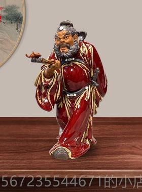 高档福美陶《引归堂》石湾公仔 钟钟小馗客厅玄关精致陶瓷中式展
