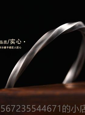 高档999纯银M?bis戒手镯士u的朴素戒男指覆古指民族风格生日礼物