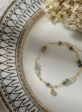 天然绿发晶水晶手链叠戴式双层手串春夏季显白手饰品闺蜜礼物