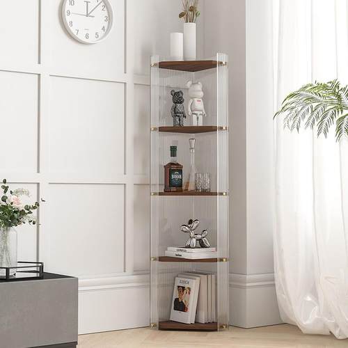 墙角实木三角置物架卫生间洗手台化妆品浴室转角书架亚克力收纳架 - 图1