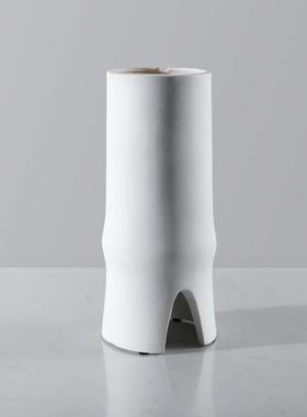 简约现代白色树脂艺术竹节插花花器仿真花材配草客厅餐桌饰品摆件