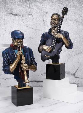 式乡村意三人爵士乐队树工创艺品w8000-11摆件脂家居软装样板间装