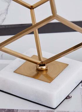 代样板房房人物现金属品创意摆件中式书抽象装饰大理876o21石金属