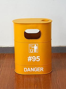 欧式铁艺复古油桶装饰垃圾筒个性创意实用家居道具摆件工业风软装