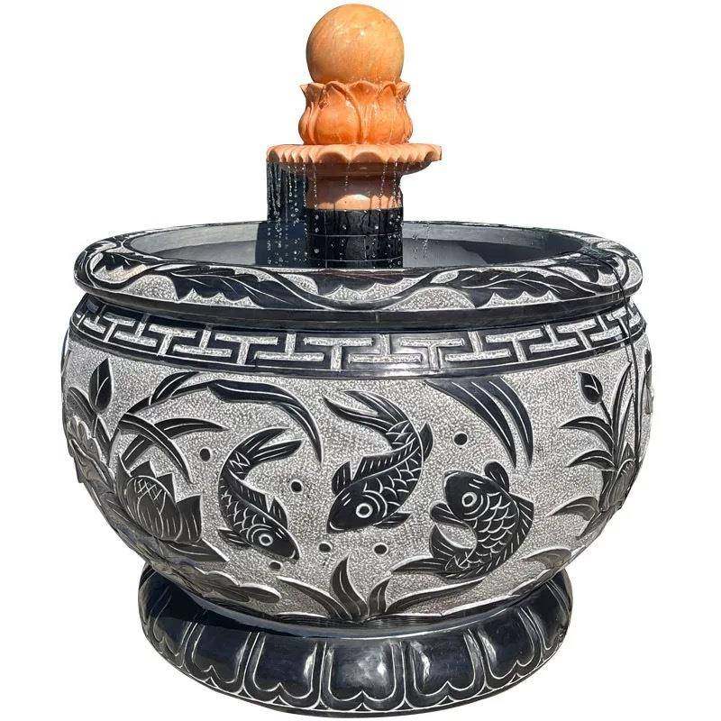 石雕鱼缸青仿古门海大理石石荷花缸CDFR56T5缸养鱼水莲花流水别墅,淘宝优惠券,粉丝福利购,淘宝优惠卷