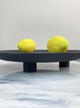 现代简件约三脚托盘黑色树脂摆房客厅酒楼米兰时厨轻GOK尚装饰品