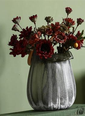 创工意BX6-24-0手做旧磨手砂大口提篮艺术玻璃花瓶客厅家居视柜软