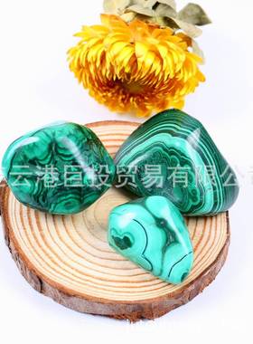 滚m摆alac孔雀石滚hite孔天然绿雀石石大颗粒把玩碎石裸石矿标件