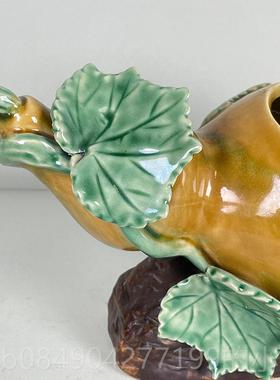 高档美陶《禄葫芦》湾石公仔创意陶瓷花插小摆件博古柜装福饰摆