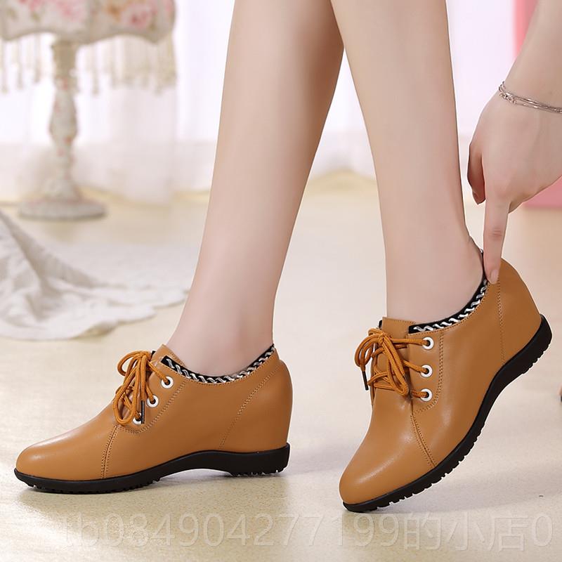 高档单鞋女平202底4新款春季韩版内增高秋鞋休闲子中跟舒适软底妈 - 图1