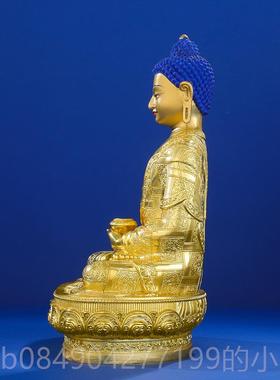 高档阿弥7陀佛佛像摆件黄铜鎏金传密宗奉佛台5寸寸10寸藏三供宝佛