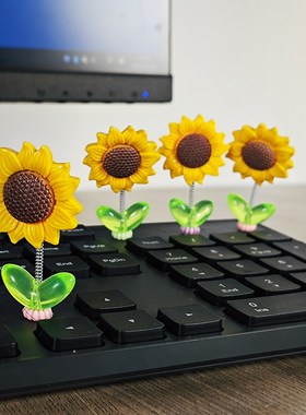 治愈系向日葵电脑显示屏装饰摆件办公室桌面屏幕迷你解压玩偶公仔