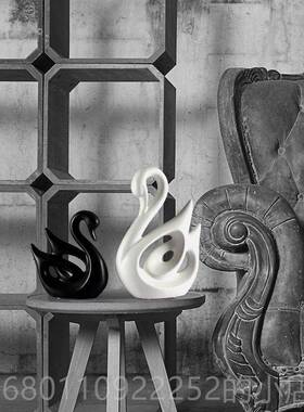 正品北欧摆件家居陶工艺品装瓷品酒柜创意现代饰客厅天情侣鹅饰品