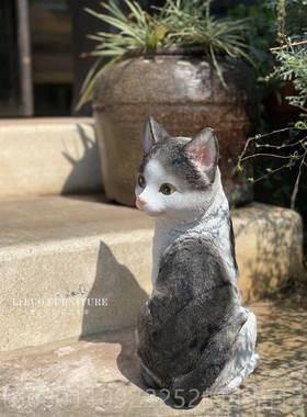 正品花外园摆件卡通动物可爱小户园林观雕猫塑别墅庭院景幼儿园装