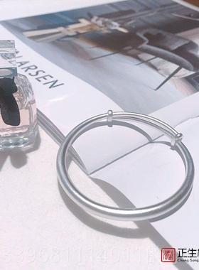 高档银港正生9999银饰足手手镯女纯银环古法磨砂雾面推拉传简承约