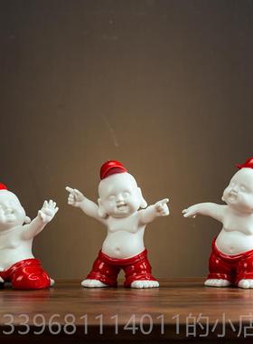 高档创嘻哈弥办勒佛摆件陶瓷小和饰尚街舞小子公室桌面意装品开业