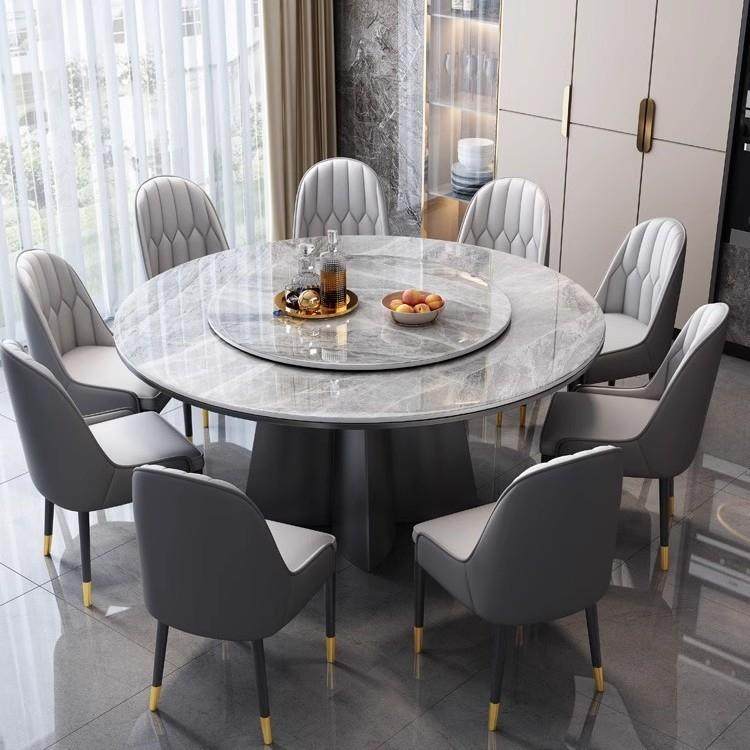 现代简约岩板桌餐桌LXZ椅组合小户型家转带盘用大圆实木圆形吃饭,淘宝优惠券,粉丝福利购,淘宝优惠卷