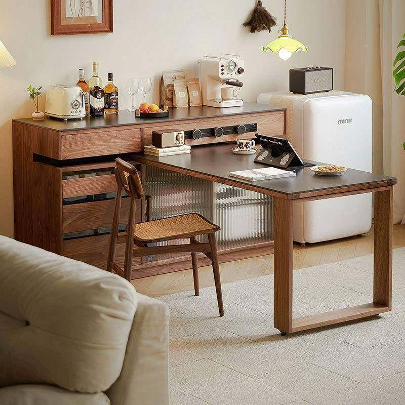 北美黑胡小可桃实木中岛餐台桌一体伸缩旋转户型TDN倒台家用导台,淘宝优惠券,粉丝福利购,淘宝优惠卷