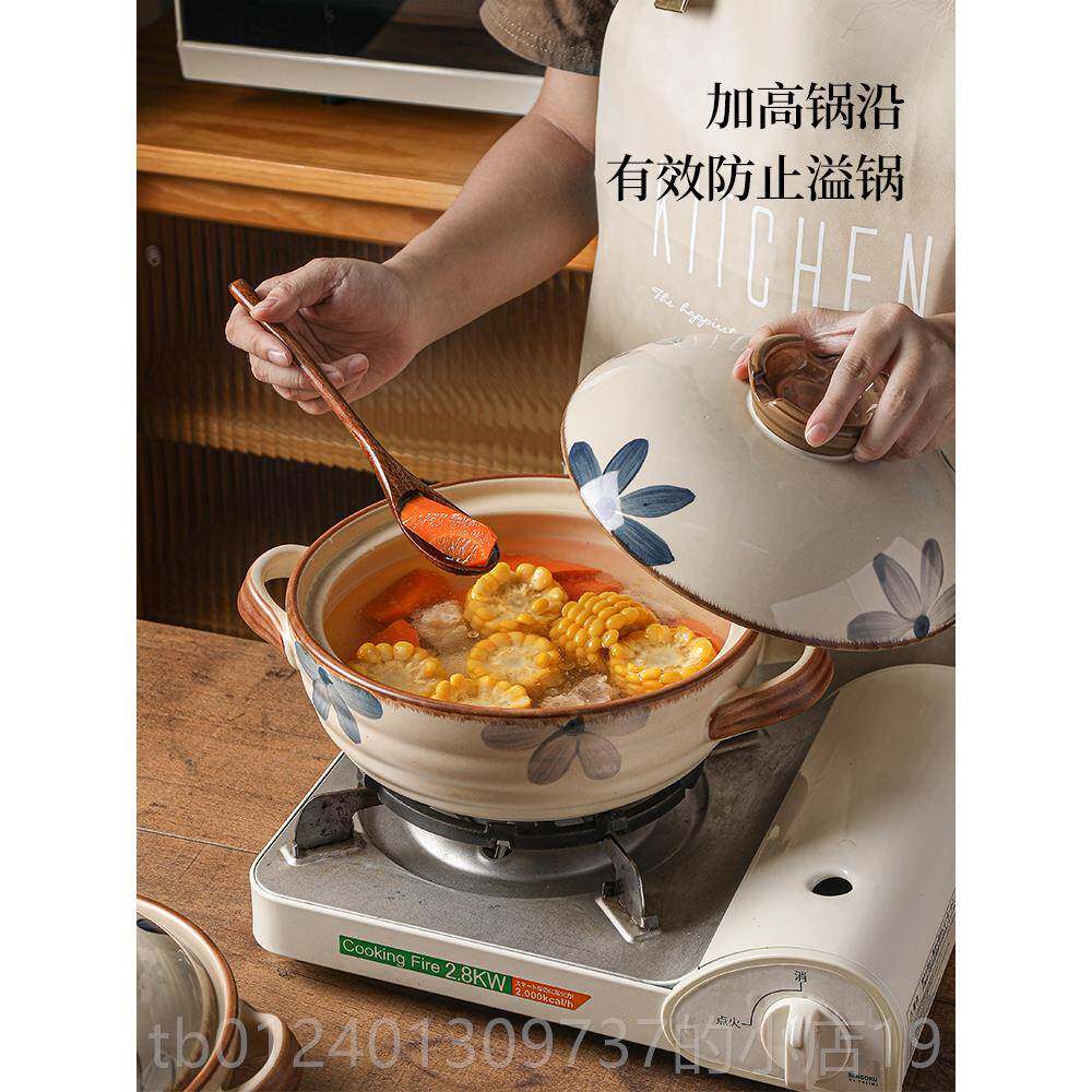 高档深蓝色砂锅汤锅本家锅用瓷小砂煤气炉粘土锅大米陶锅炖锅小日 - 图3