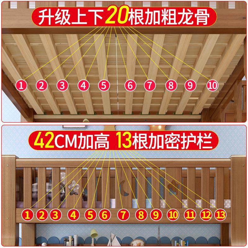 上下床高低实木儿童滑梯床二层组合上下铺衣柜双层床全实木子母床 - 图1