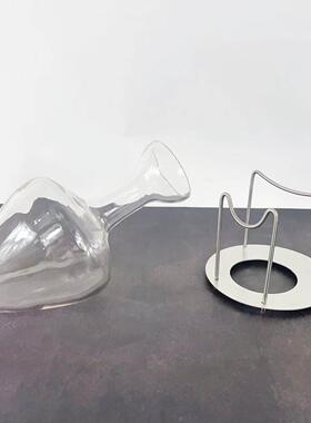 支现代简约轻奢玻璃水晶红样酒醒酒器金属厅架酒具板房02024客吧