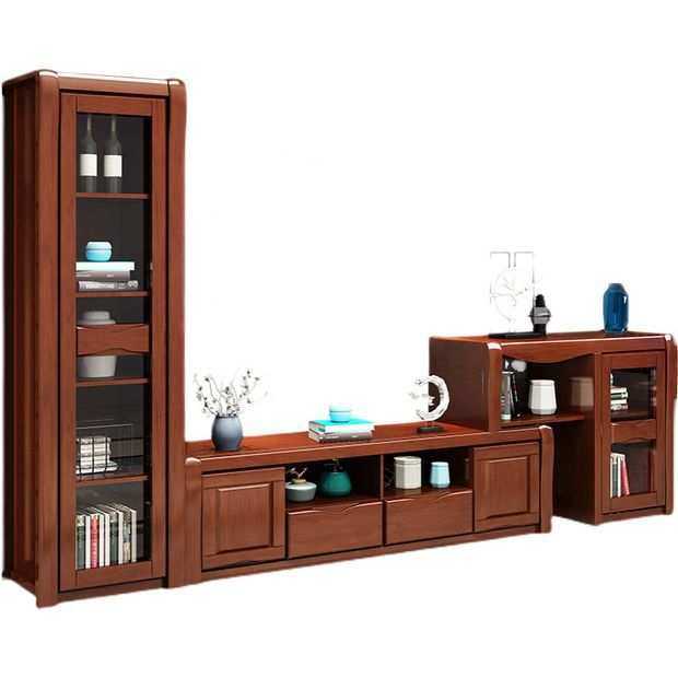 客厅电视柜组合实木中式影视机柜现代茶几地柜背景墙一体柜高矮柜,淘宝优惠券,粉丝福利购,淘宝优惠卷