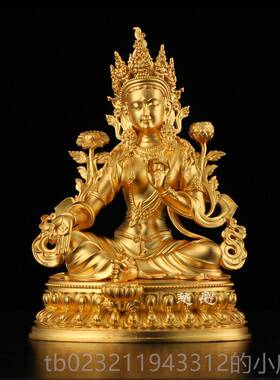 高档绿度母古法仿古鎏可金铜佛像摆件尼尔佛像家泊居摆白放度母定