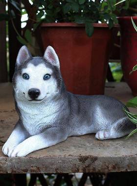 园件狗雕塑户二外落摆地大花型哈士TB664754奇庭院装饰造景布置哈