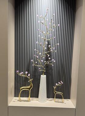 玄关高柜水入tj#u+sdf晶树一摆件客厅户正对门轻奢竖米落地装饰品