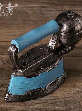 复古70年代橱老物F875598H件摆照件老式蒸汽熨斗模型拍道酒吧具窗