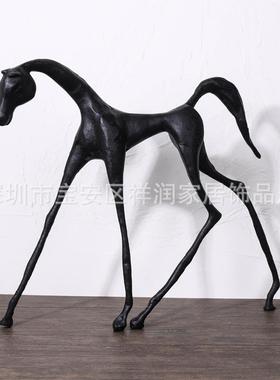 新中式简约VZX抽楼象马摆件现板间样售处客厅玄关博古架装饰品代