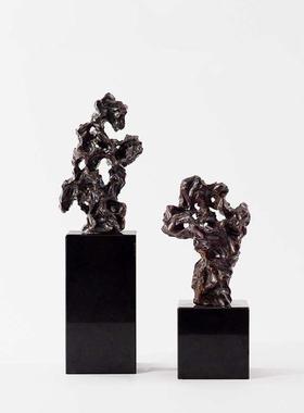 新中式抽太石象摆湖F87MS6ST件黑色大处理石样板房间售楼客厅茶几