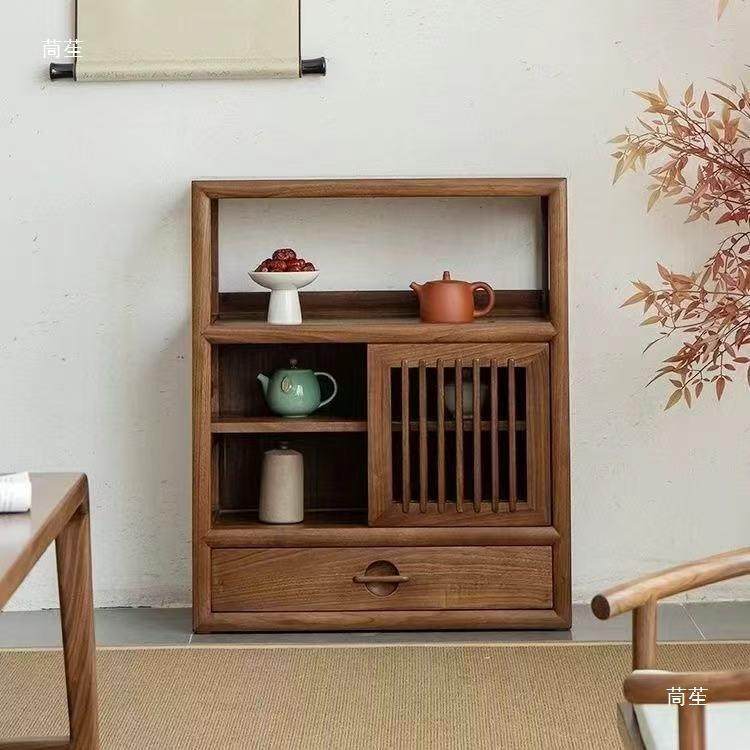 新中式老FNC实木茶水柜桌边柜黑胡桃木茶室餐边柜榆木垒烧水柜茶,淘宝优惠券,粉丝福利购,淘宝优惠卷