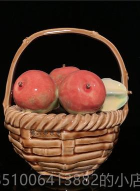 高档石湾公仔陶瓷篮水果摆件玄居关客电视柜植物装饰品乔迁新厅送