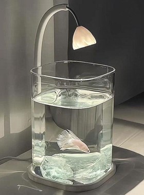 斗鱼鱼缸家用客厅高级感小型懒人造景玻璃缸少女心桌面高颜值kkx