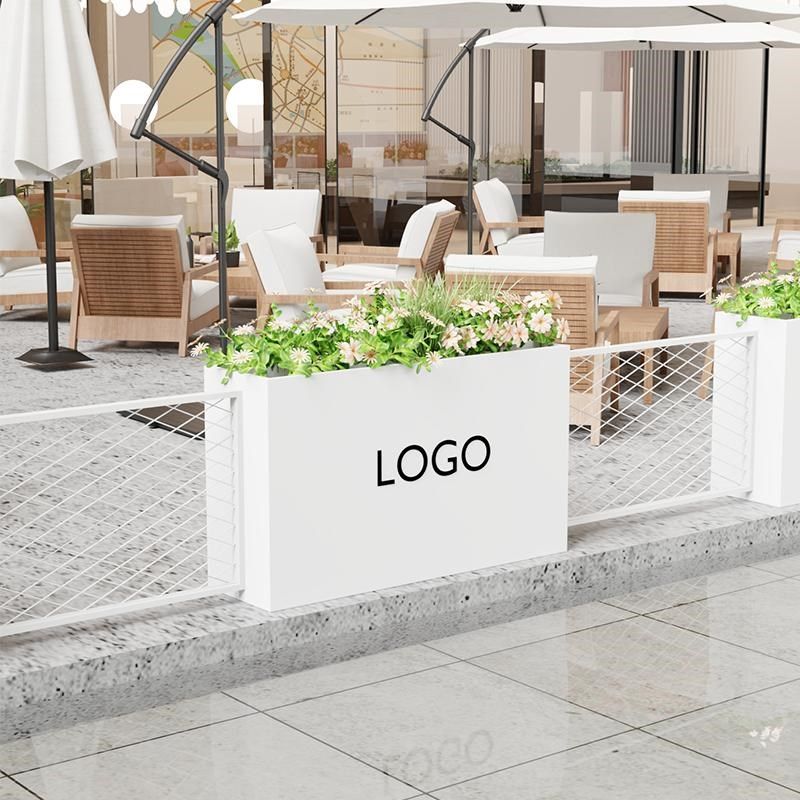 户外白色花箱围栏隔断镀锌板商业街咖啡店奶茶店铁艺庭院户外栅栏,淘宝优惠券,粉丝福利购,淘宝优惠卷