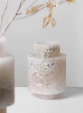 现代新中式天然云石大器石花花瓶创意理摆件桌板面客厅GT-B074民