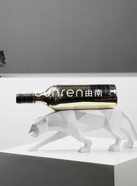 南猎创意简约几何切面豹摆红酒架件家居由客厅UPV酒柜摆设工艺装