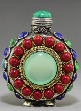 古收藏古旧玩杂项复工艺品YX-11-12白铜复古仿古做鼻烟壶摆饰