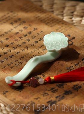 高档创意陶瓷如小摆件中式家客厅书意玉房居书桌镇纸笔架装饰品小