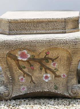 高档庭院佛像盆创意户外式仿木花雕中禅意阳花园台装饰摆件造景布