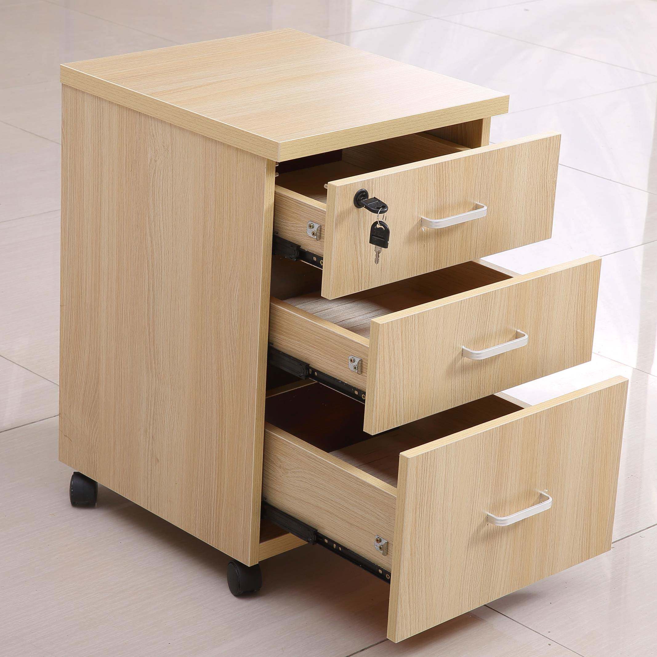 办公室桌下收纳柜文件柜三抽屉式活动办公柜移动侧矮柜带锁小柜子 - 图0