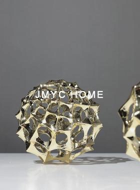 黑色圆球客厅茶几柜电视柜样板间摆件软装饰品树脂工艺品办公室柜