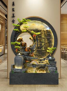 大型水庭墙流水屏风客厅幕招财摆件院落23125假地循环水山喷泉景