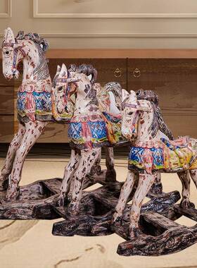 风泰国实儿童木马摇马木质椅木宝宝摇摇th%fgfgj马做旧玩具亚摆摇