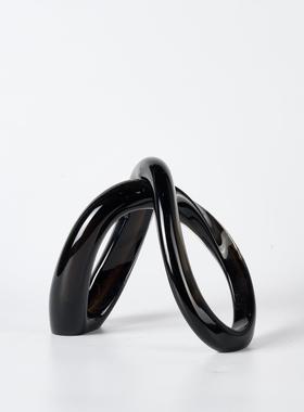 海浪中式家居装饰玄关样板房客厅透明玻璃浪花摆件桌面茶几工艺品